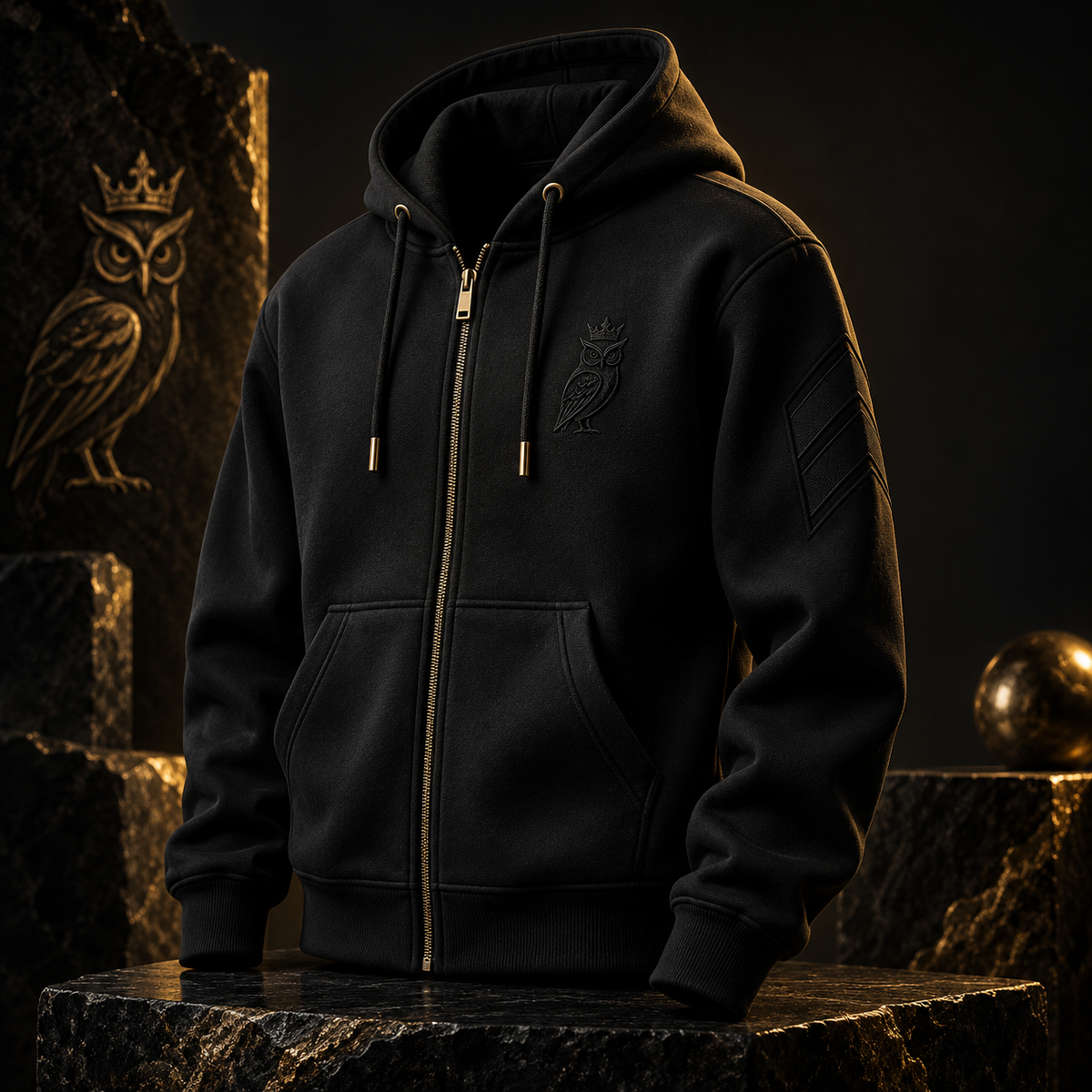 BlackStamp©™ schwarze Hoodies und Zip-Ups für Herren