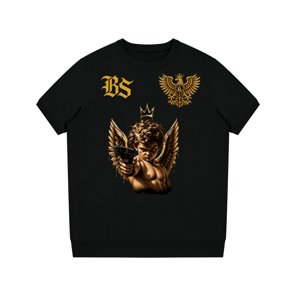 BlackStamp©™ T-Shirt 006 – black crewneck knit streetwear T-shirt