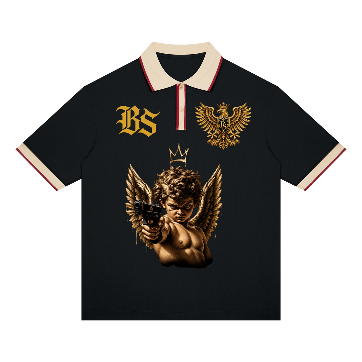 BlackStamp©™ Polo 001 – black color-block streetwear polo