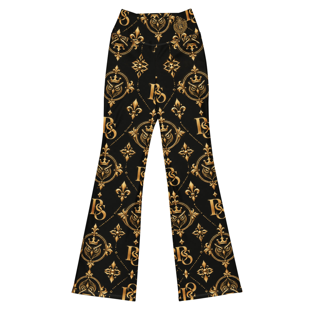 Schwarze Flare Leggings 004 von BlackStamp©™ – Vorderansicht