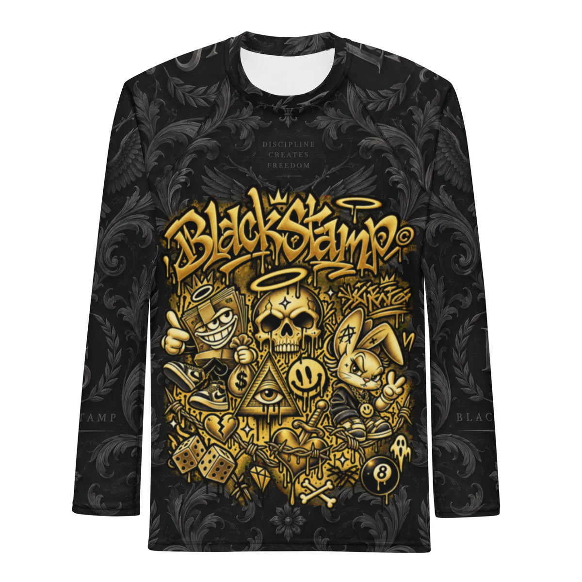 Schwarzer Combat Rash Guard 004 für Herren von BlackStamp©™ – Vorderansicht