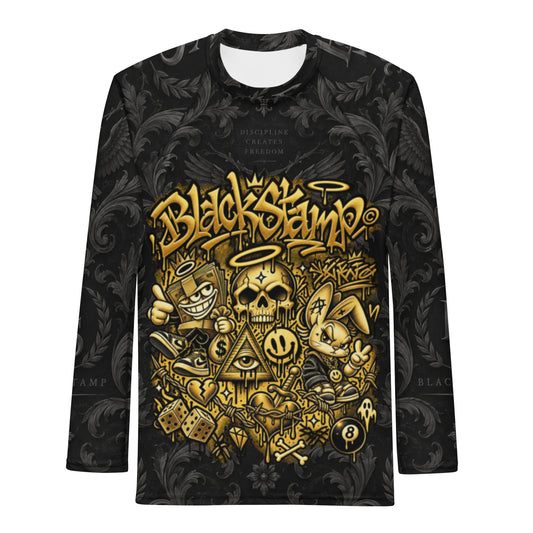 Schwarzer Combat Rash Guard 004 für Herren von BlackStamp©™ – Vorderansicht