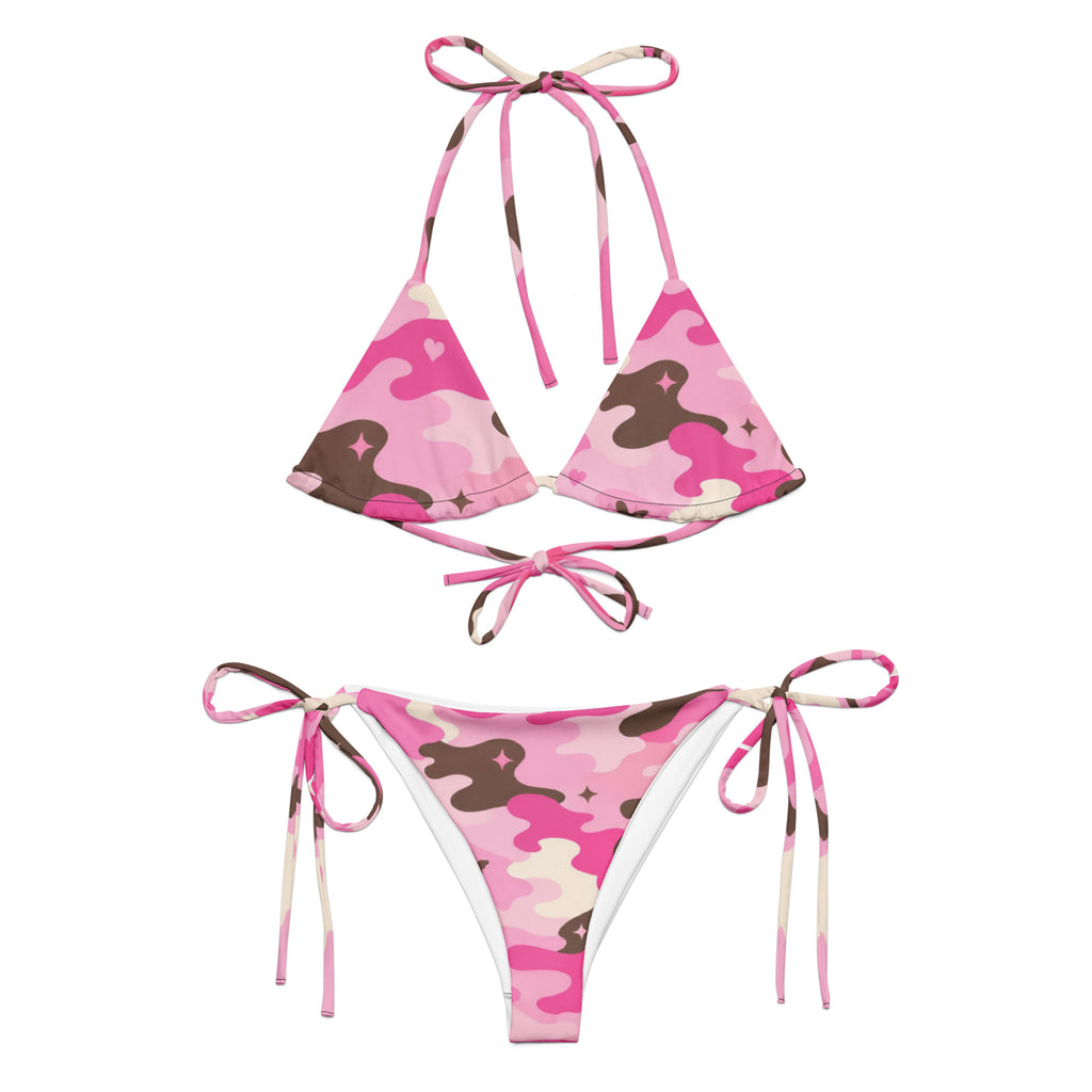 BlackStamp Pink Camouflage recycled string bikini designer bikini, product image 1