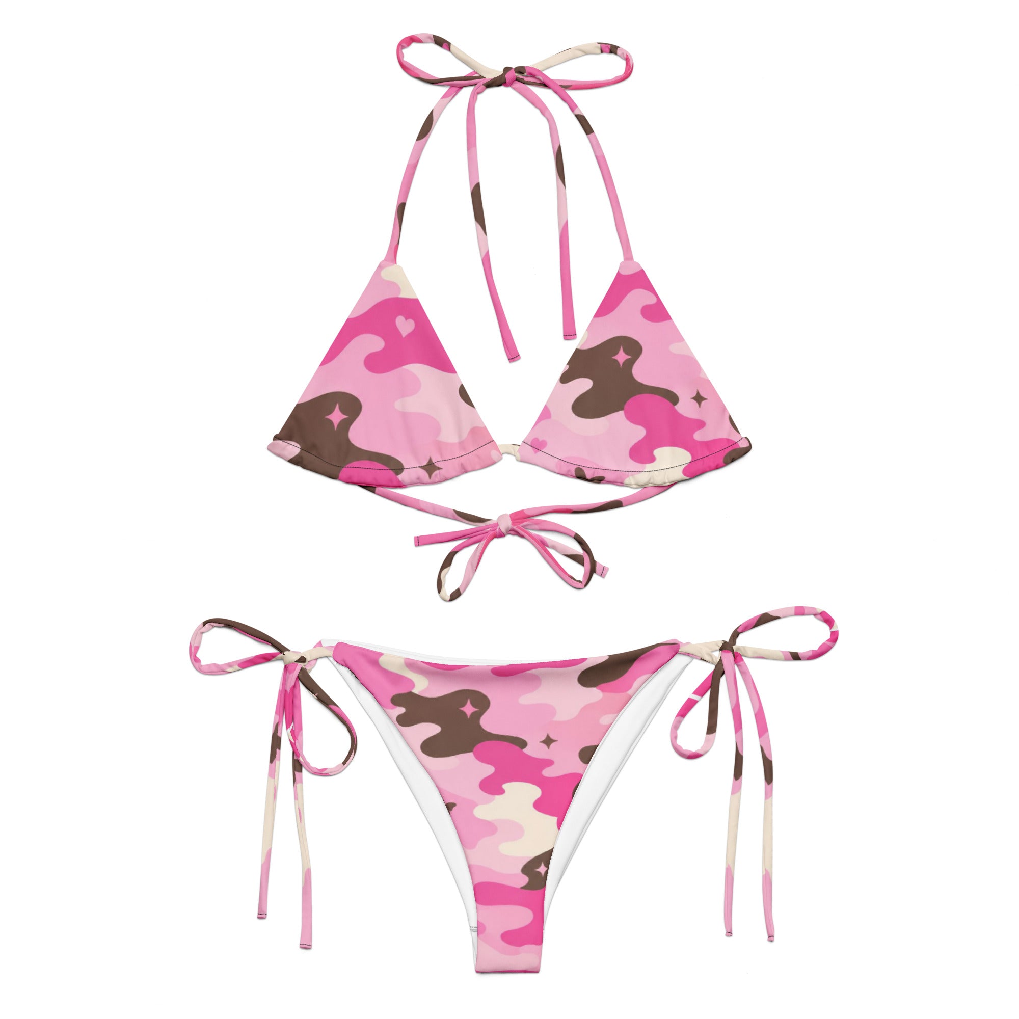 BlackStamp Pink Camouflage recycled string bikini designer bikini, product image 1
