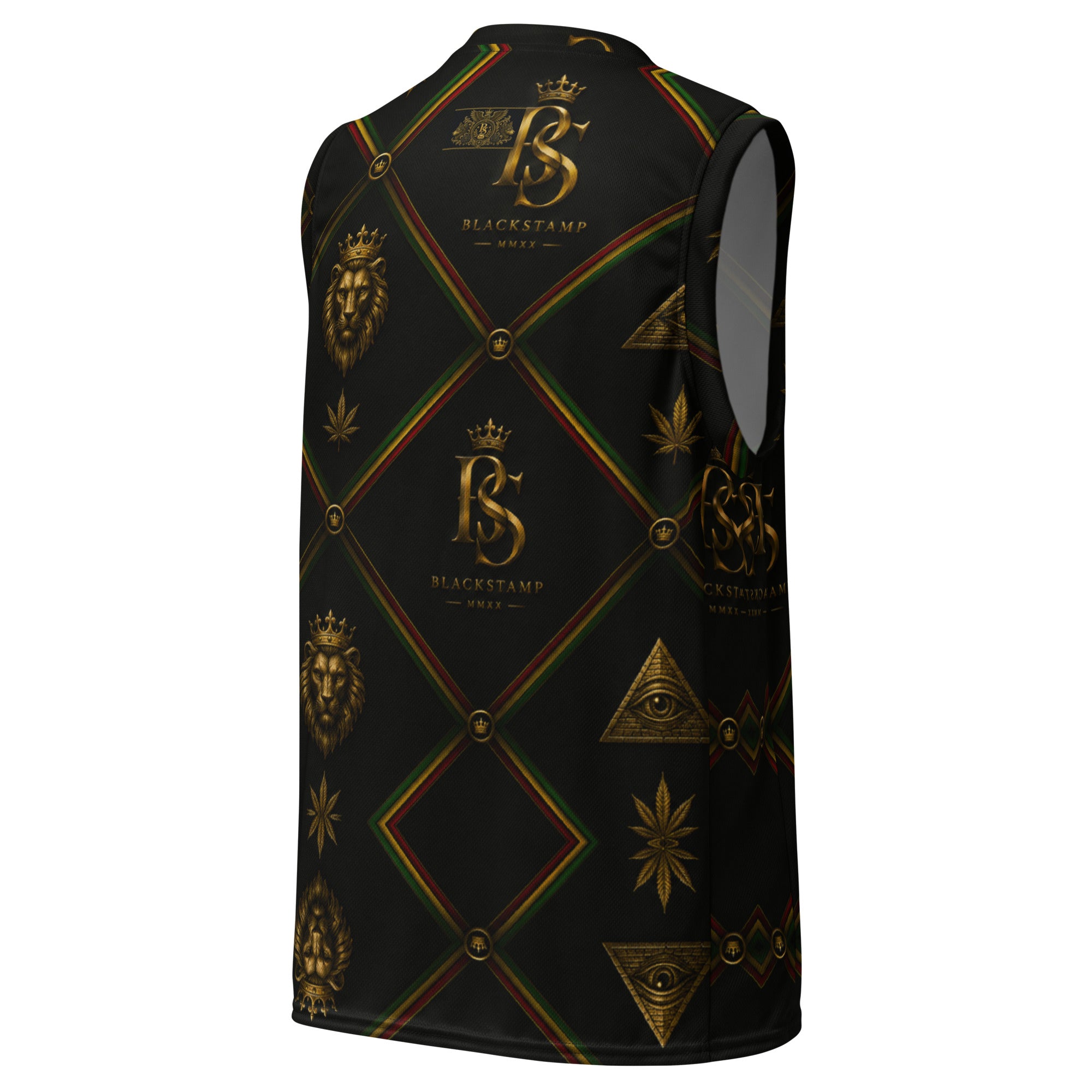 BlackStamp Rasta Lion Recycled unisex basketball jersey streetwear jersey, product image 3