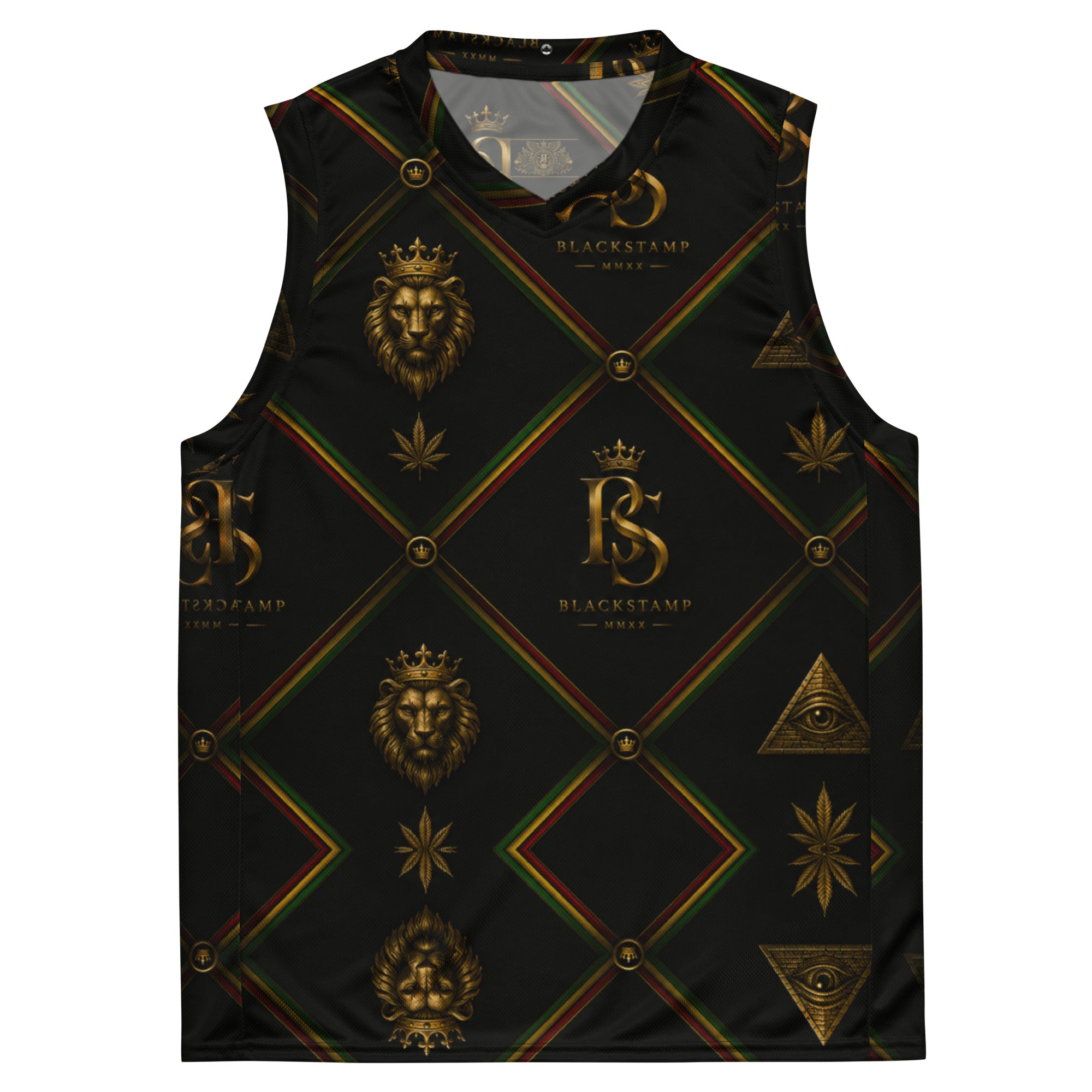 BlackStamp Rasta Lion Recycled unisex basketball jersey streetwear jersey, product image 1