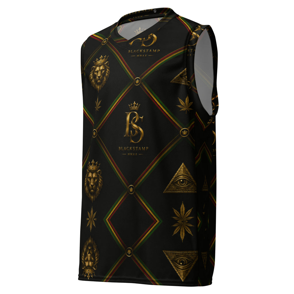 BlackStamp Rasta Lion Recycled unisex basketball jersey streetwear jersey, product image 2