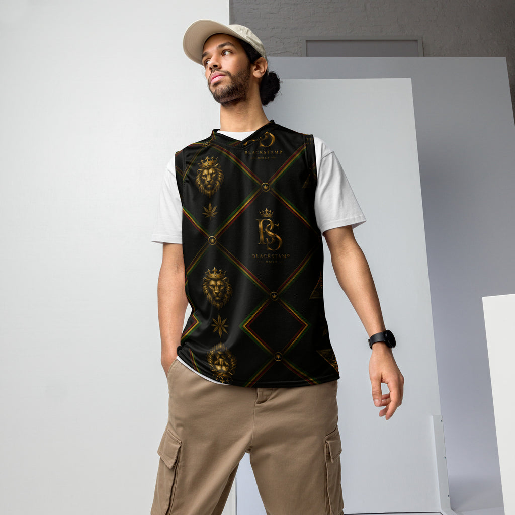 BlackStamp Rasta Lion Recycled unisex basketball jersey streetwear jersey, product image 4