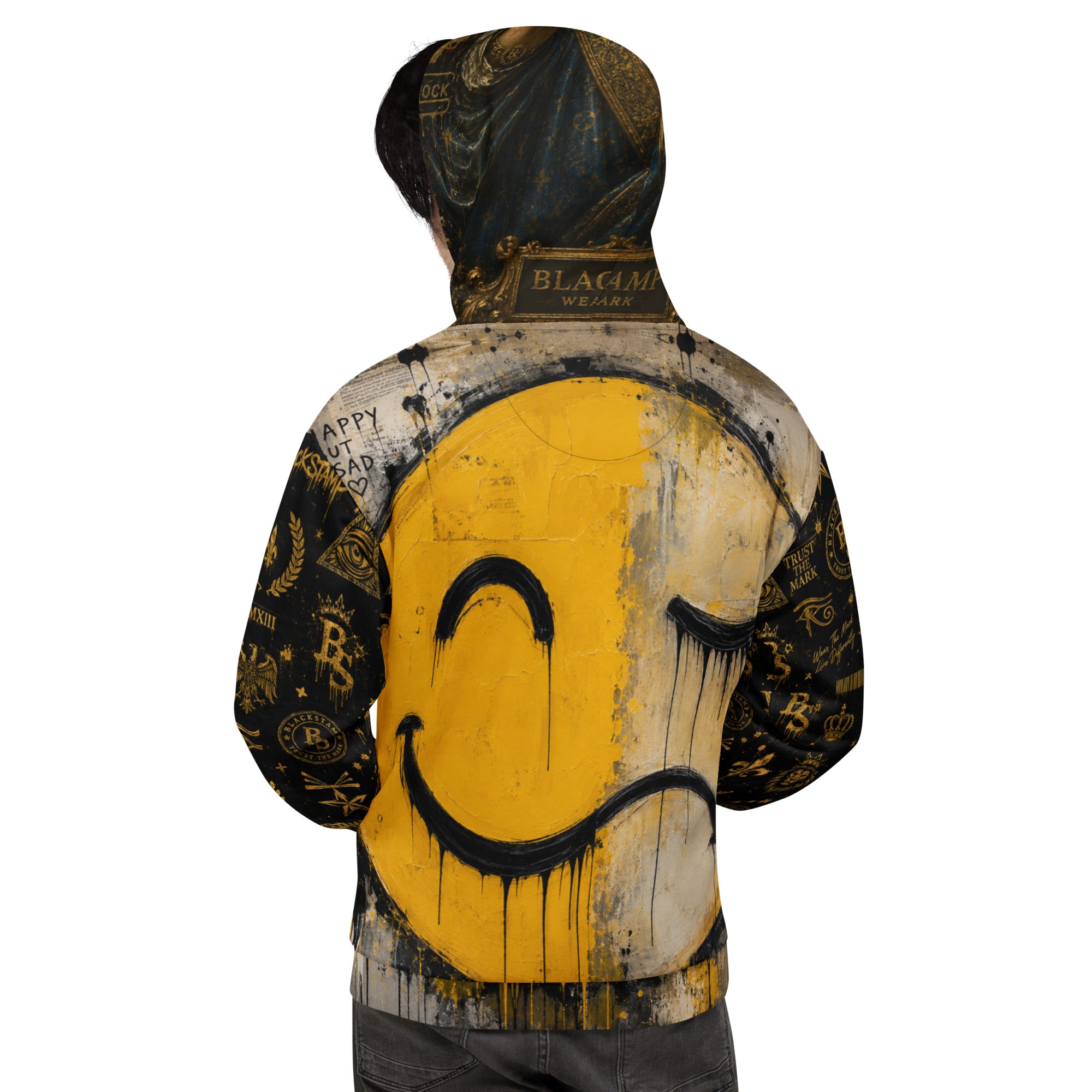 BlackStamp Two Faced Smiley Unisex Hoodie premium hoodie, product image 8