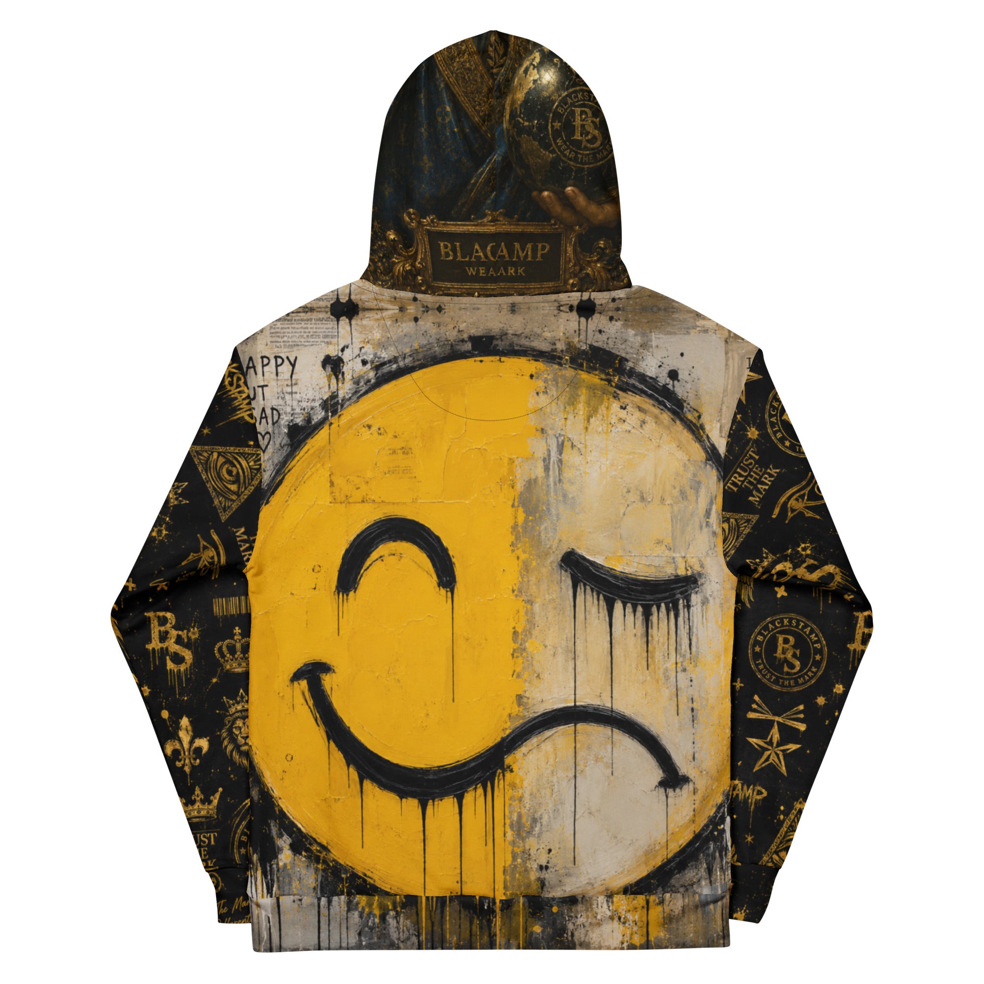 BlackStamp Two Faced Smiley Unisex Hoodie premium hoodie, product image 5