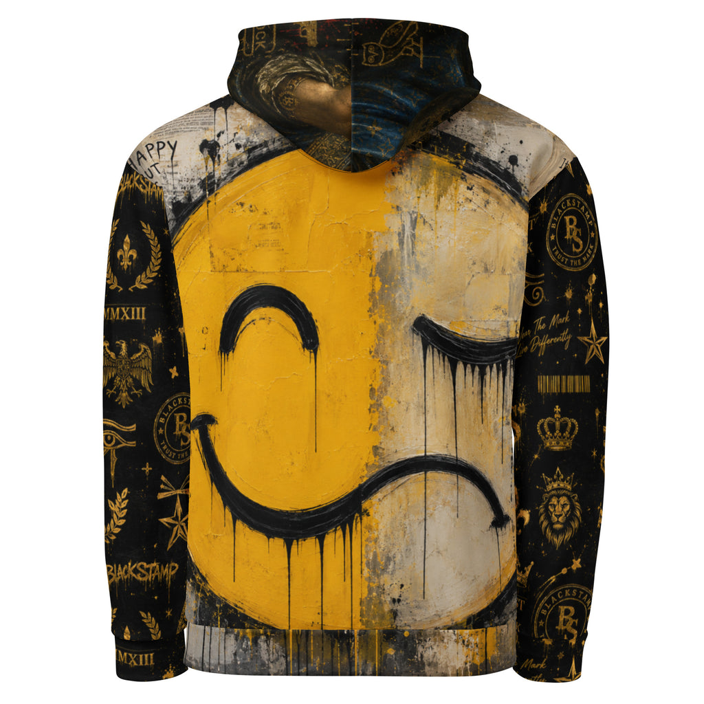 BlackStamp Two Faced Smiley Unisex Hoodie premium hoodie, product image 2