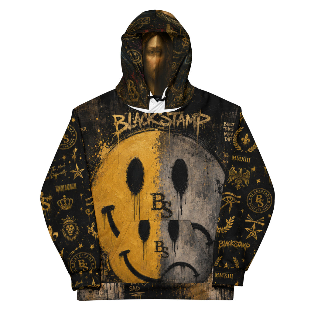 BlackStamp Two Faced Smiley Unisex Hoodie premium hoodie, product image 6