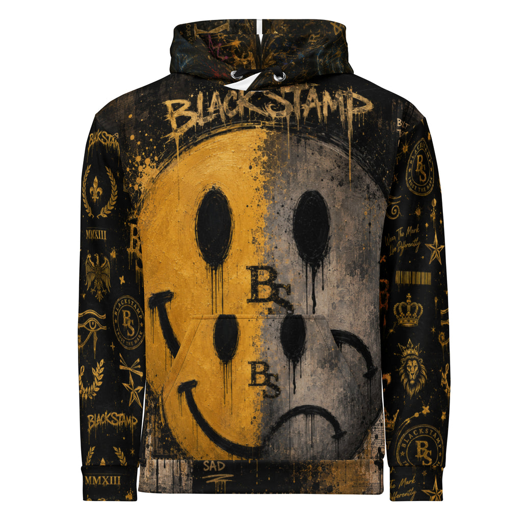 BlackStamp Two Faced Smiley Unisex Hoodie premium hoodie, product image 1