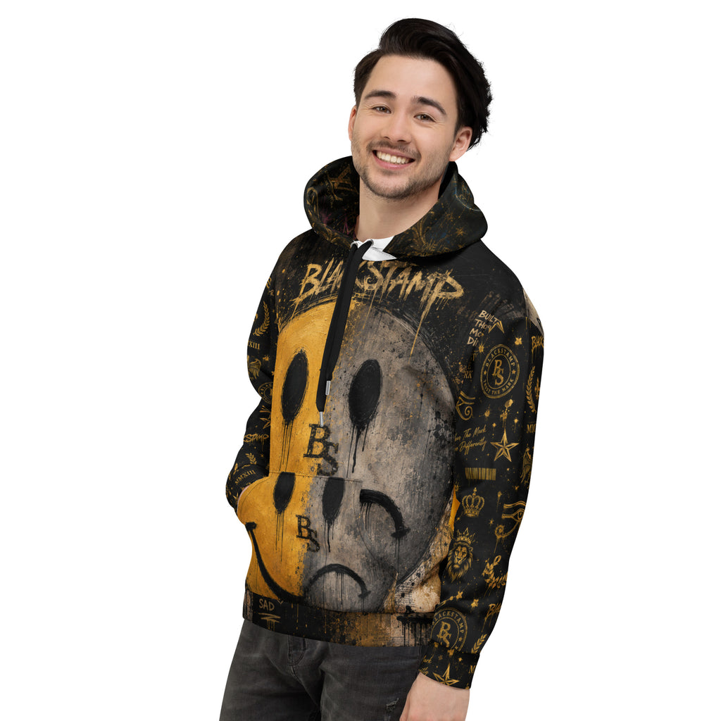 BlackStamp Two Faced Smiley Unisex Hoodie premium hoodie, product image 10