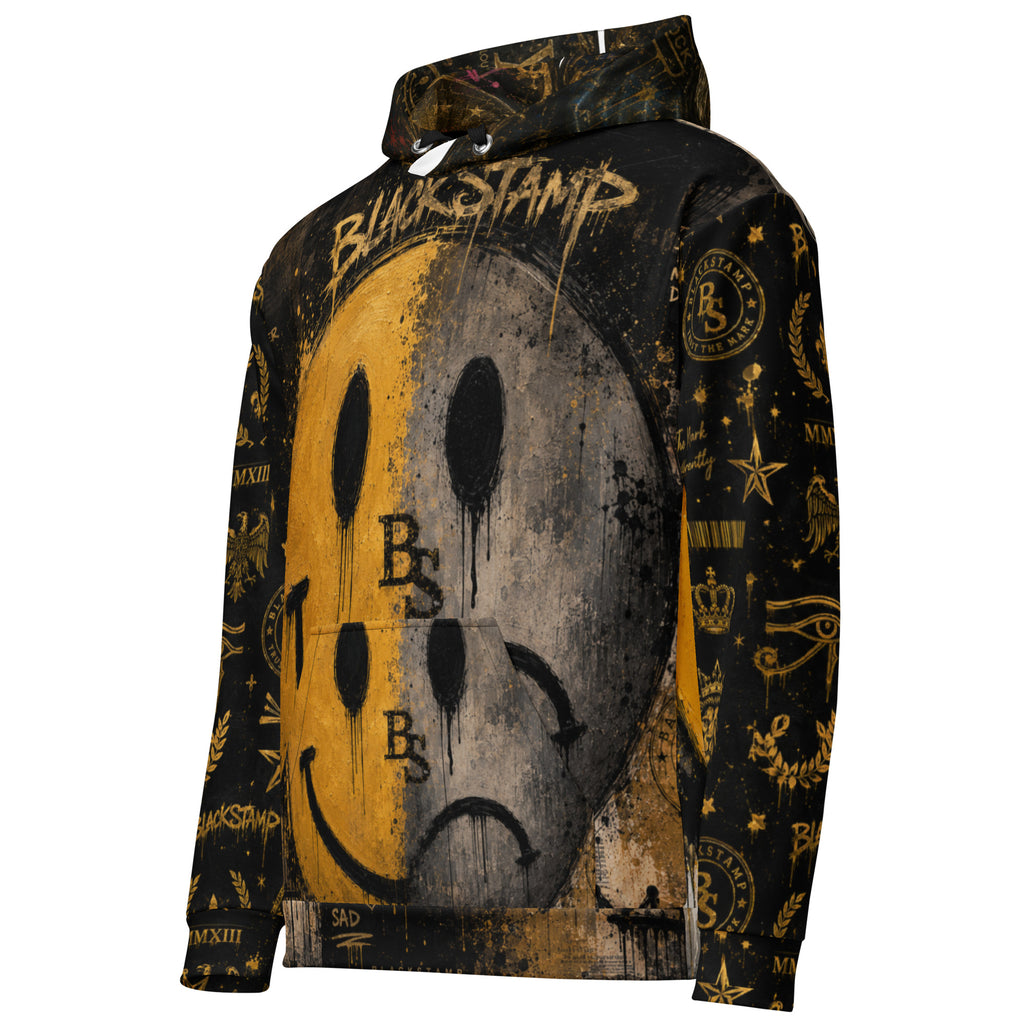 BlackStamp Two Faced Smiley Unisex Hoodie premium hoodie, product image 4