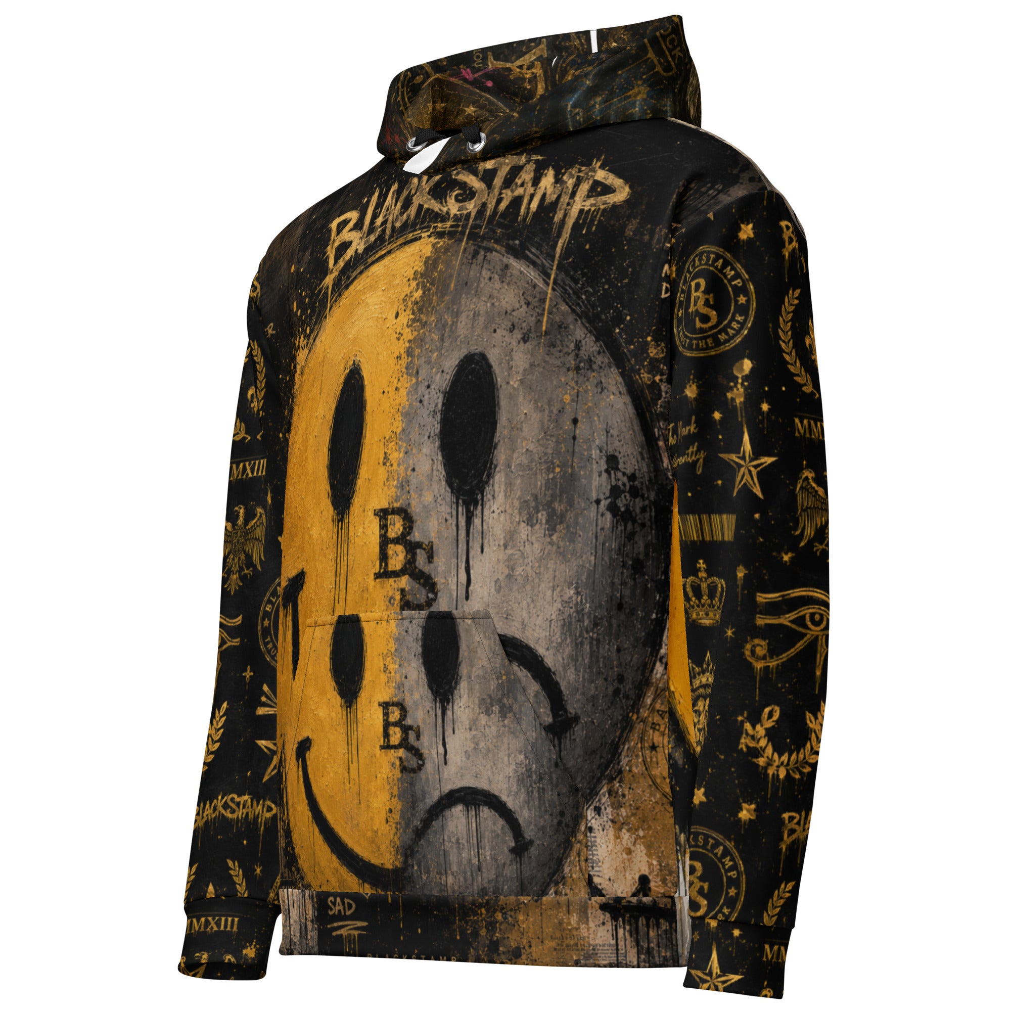 BlackStamp Two Faced Smiley Unisex Hoodie premium hoodie, product image 4