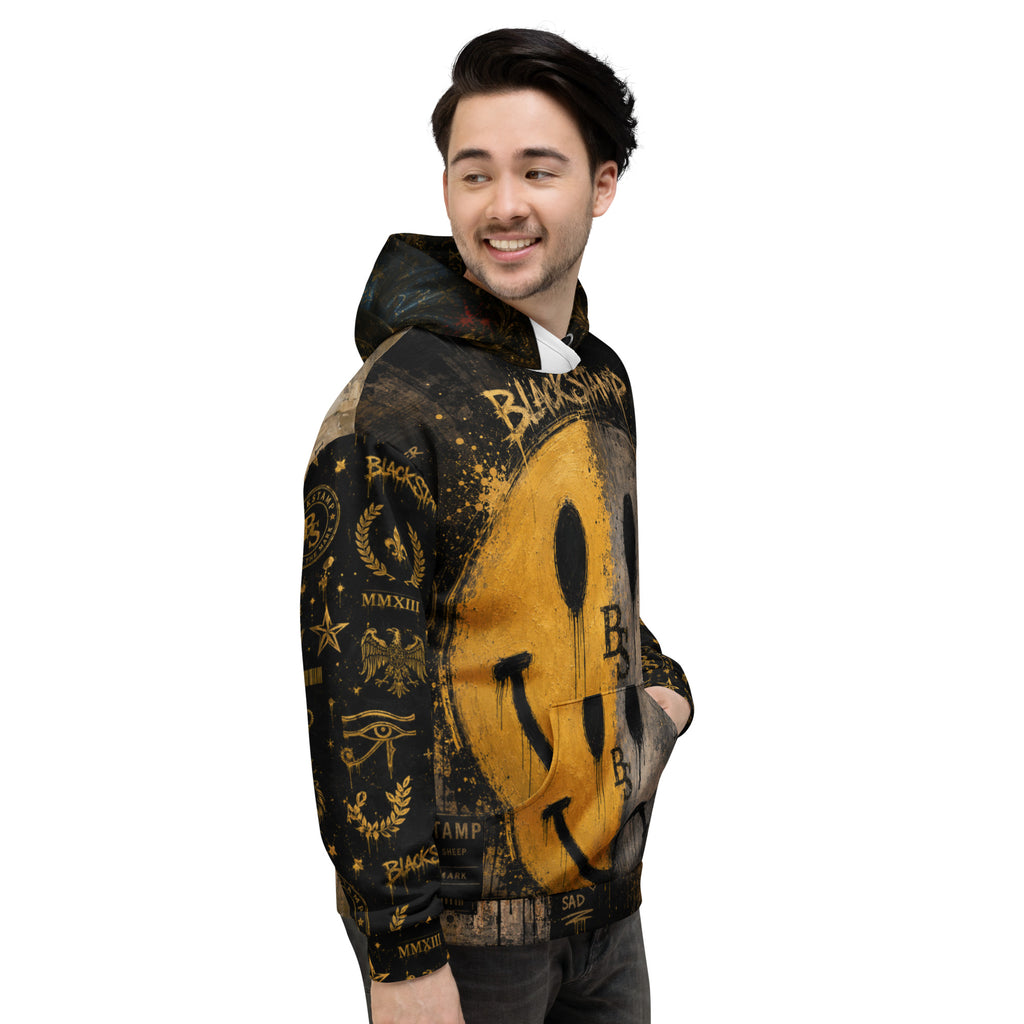 BlackStamp Two Faced Smiley Unisex Hoodie premium hoodie, product image 9
