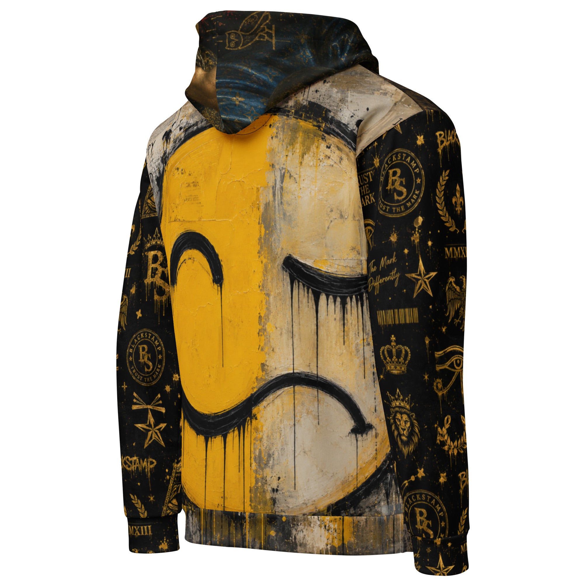 BlackStamp Two Faced Smiley Unisex Hoodie premium hoodie, product image 3