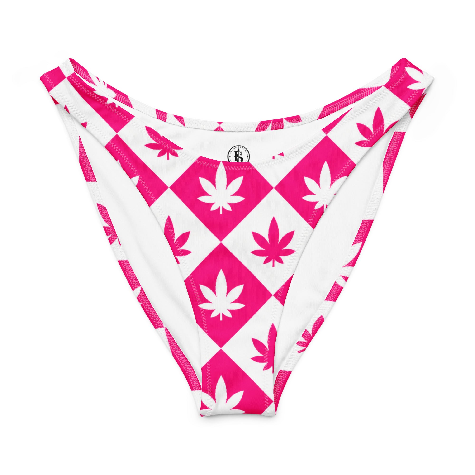 BlackStamp Weed Pattern Recycled V-cut bikini bottom designer bikini, product image 1