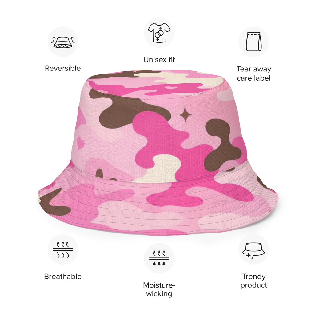 BlackStamp Pink Camouflage Reversible bucket hat designer bucket hat, product image 10