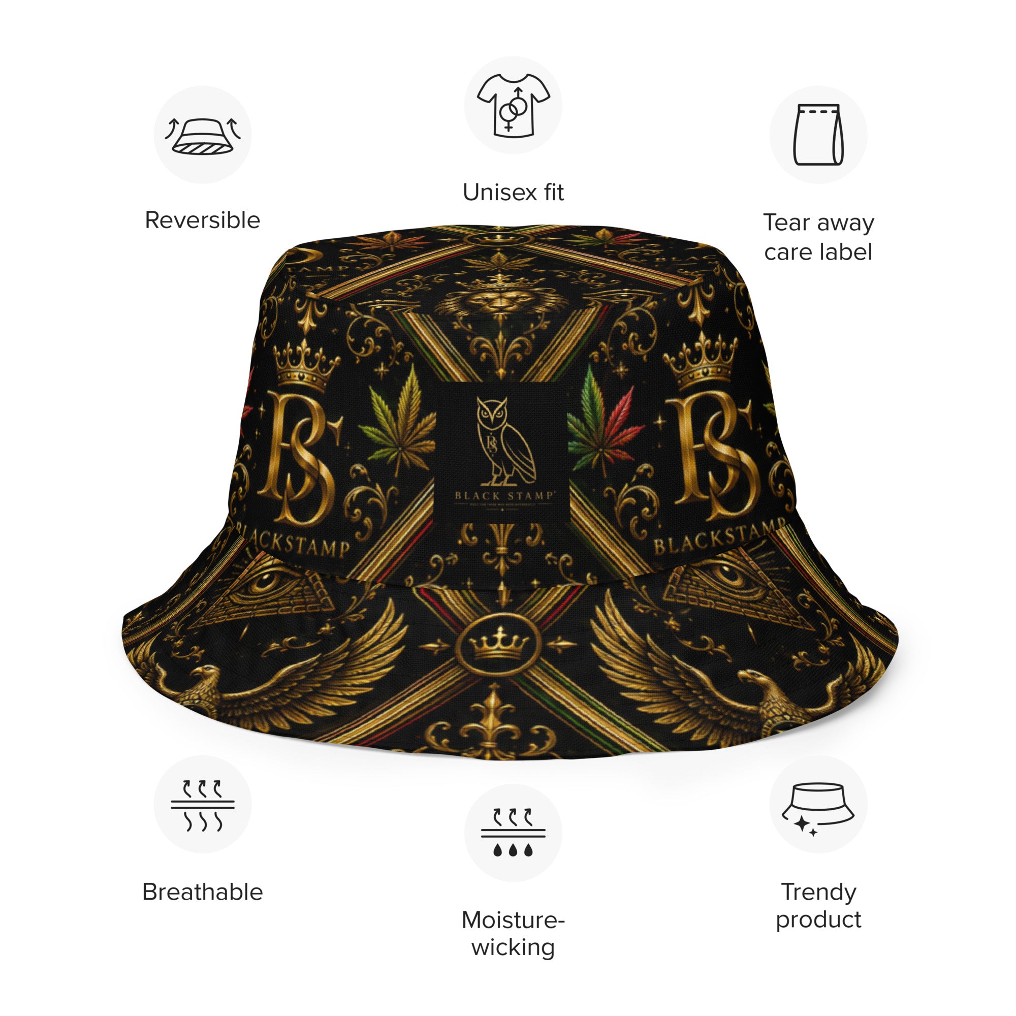 BlackStamp Ancient mythology Reversible bucket hat designer bucket hat, product image 10