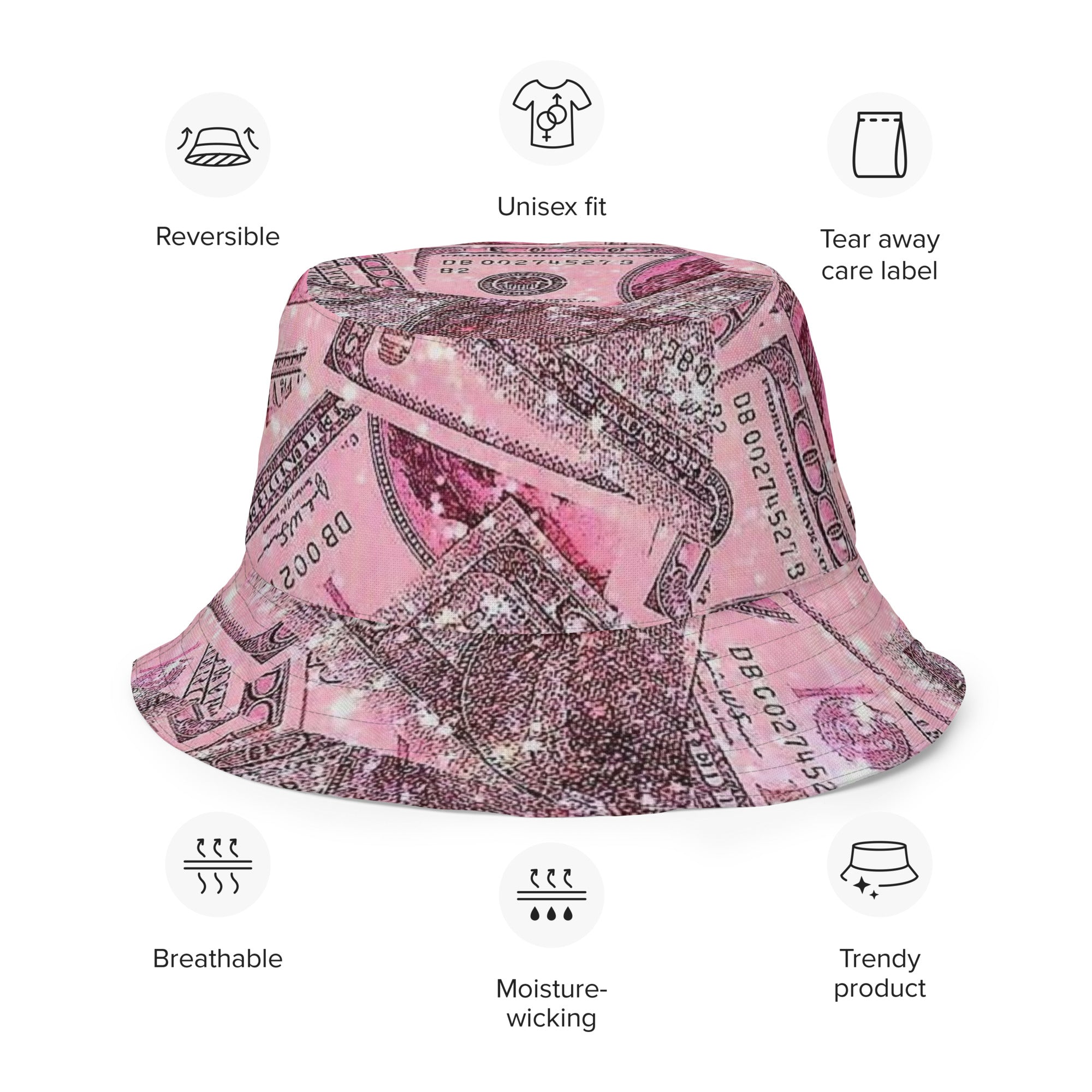 BlackStamp Pink Camouflage Reversible bucket hat designer bucket hat, product image 9