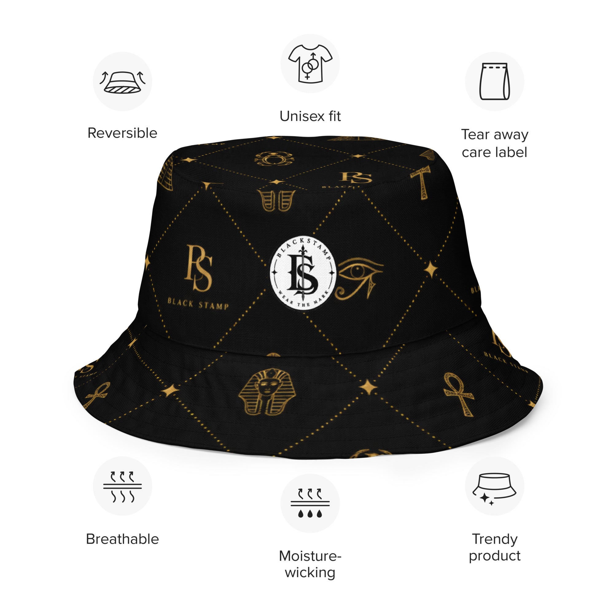 BlackStamp Egptian Mythology Occult bucket hat designer bucket hat, product image 9