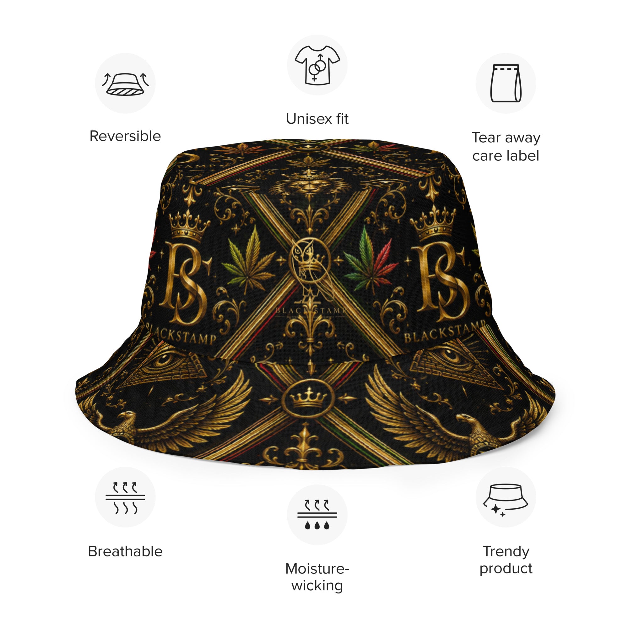 BlackStamp Ancient mythology Reversible bucket hat designer bucket hat, product image 9