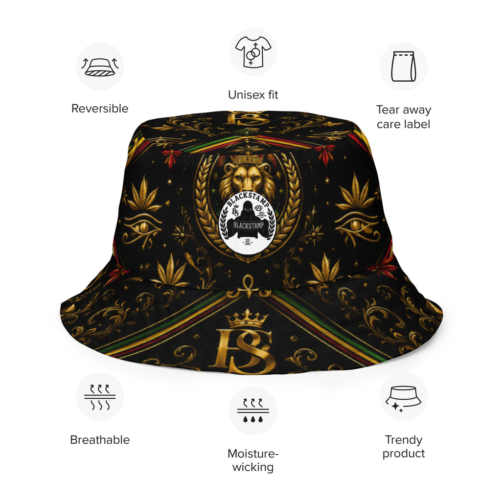 BlackStamp Rastafari Lion Reversible bucket hat designer bucket hat, product image 9