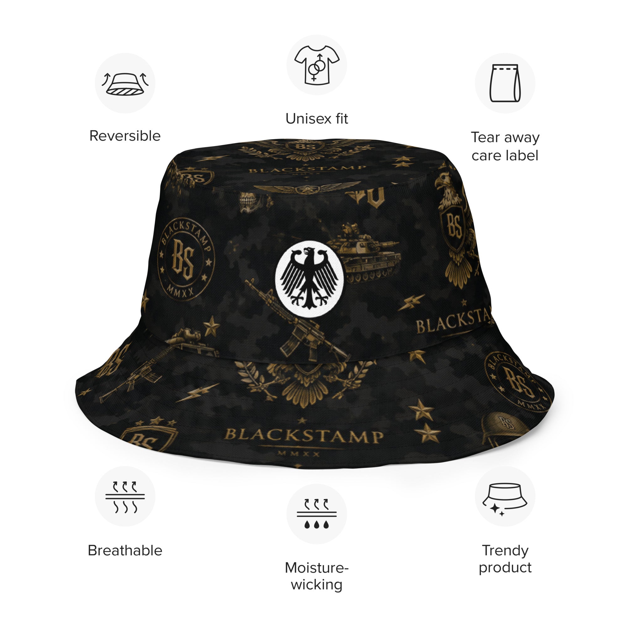BlackStamp Gunman Reversible bucket hat designer bucket hat, product image 9