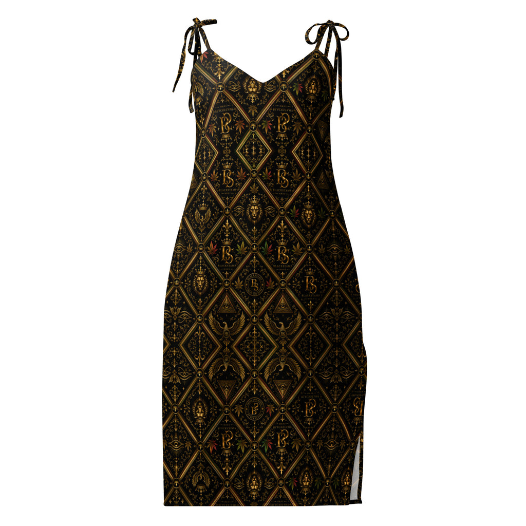 BlackStamp Ancient mythology Tie-strap midi dress statement dress, product image 1