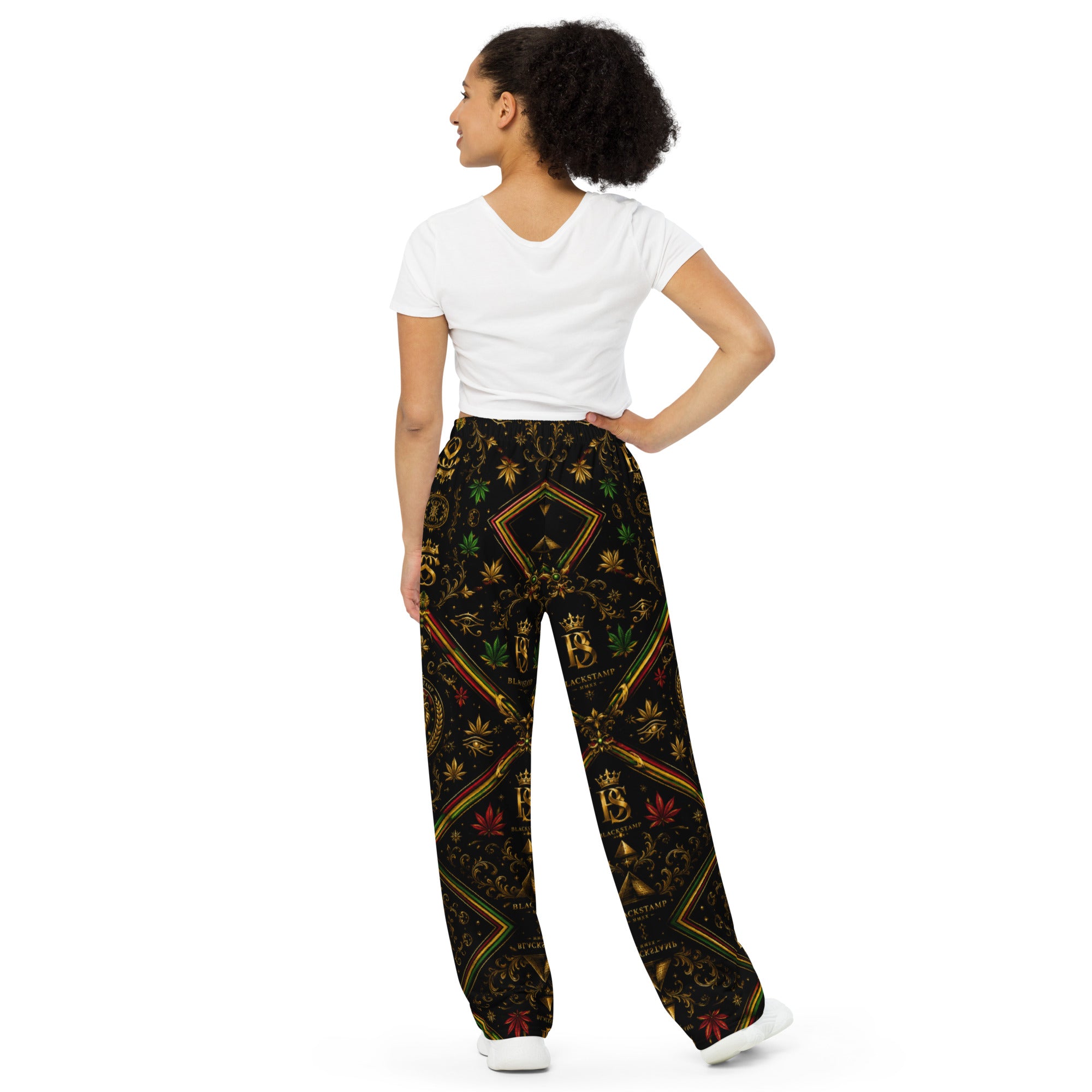BlackStamp Rastafari Lion All-over print unisex wide-leg pants streetwear pants, product image 6