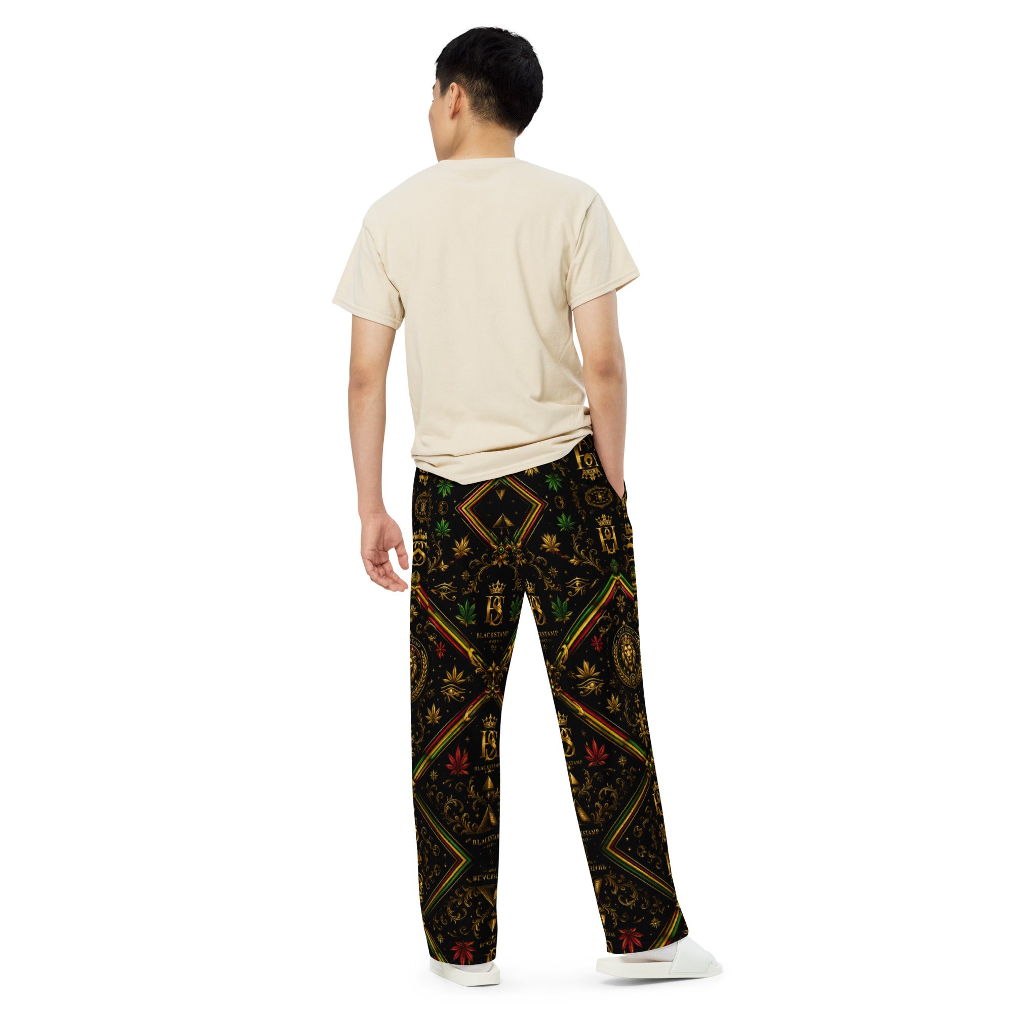 BlackStamp Rastafari Lion All-over print unisex wide-leg pants streetwear pants, product image 4