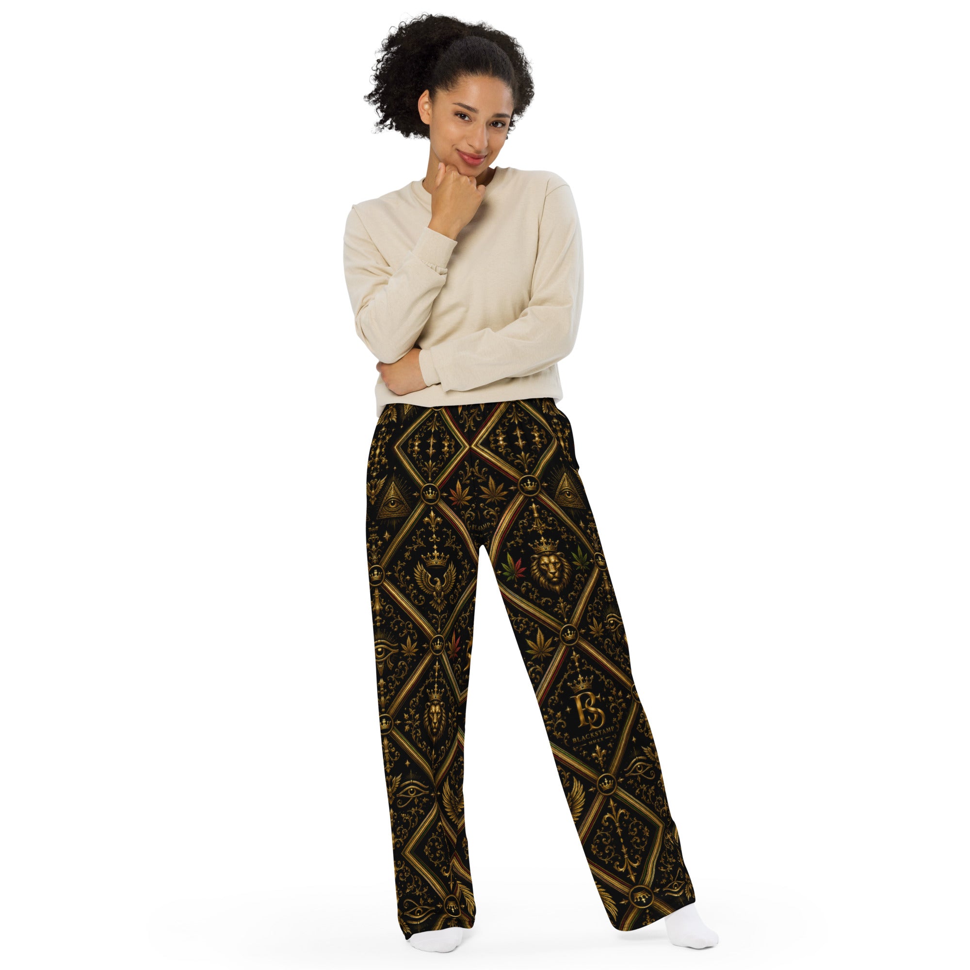BlackStamp Ancient mythology All-over print unisex wide-leg pants streetwear pants, product image 6