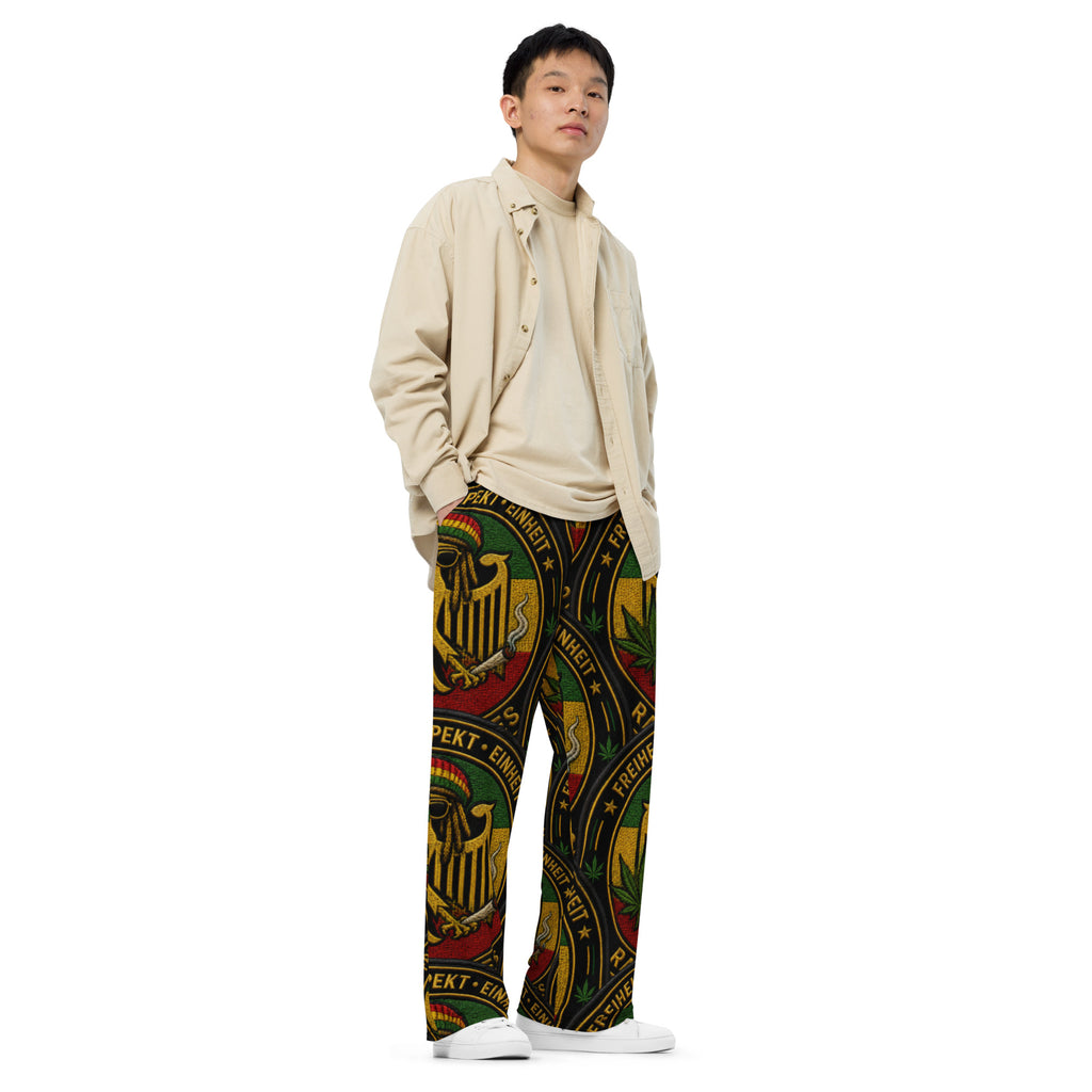 BlackStamp Rastafari Eagle print unisex wide-leg pants streetwear pants, product image 1