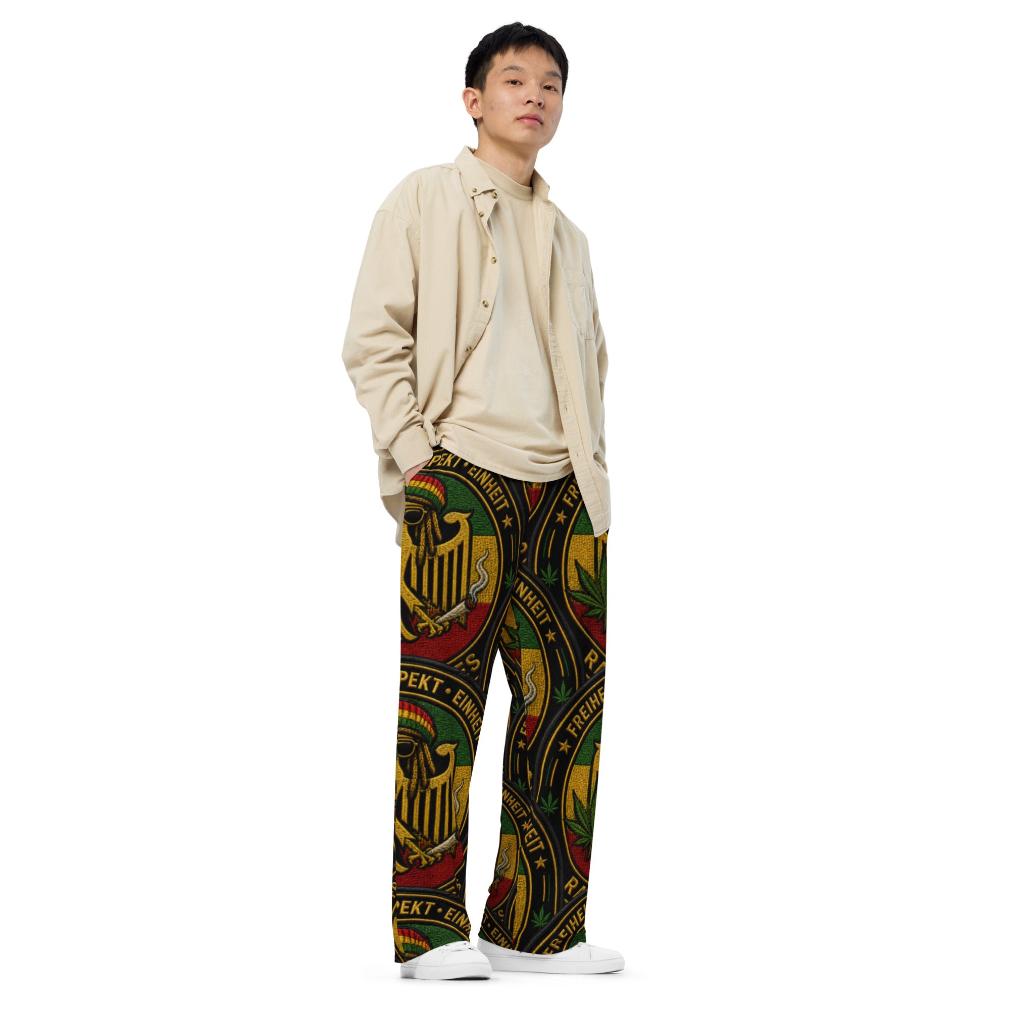 BlackStamp Rastafari Eagle print unisex wide-leg pants streetwear pants, product image 1