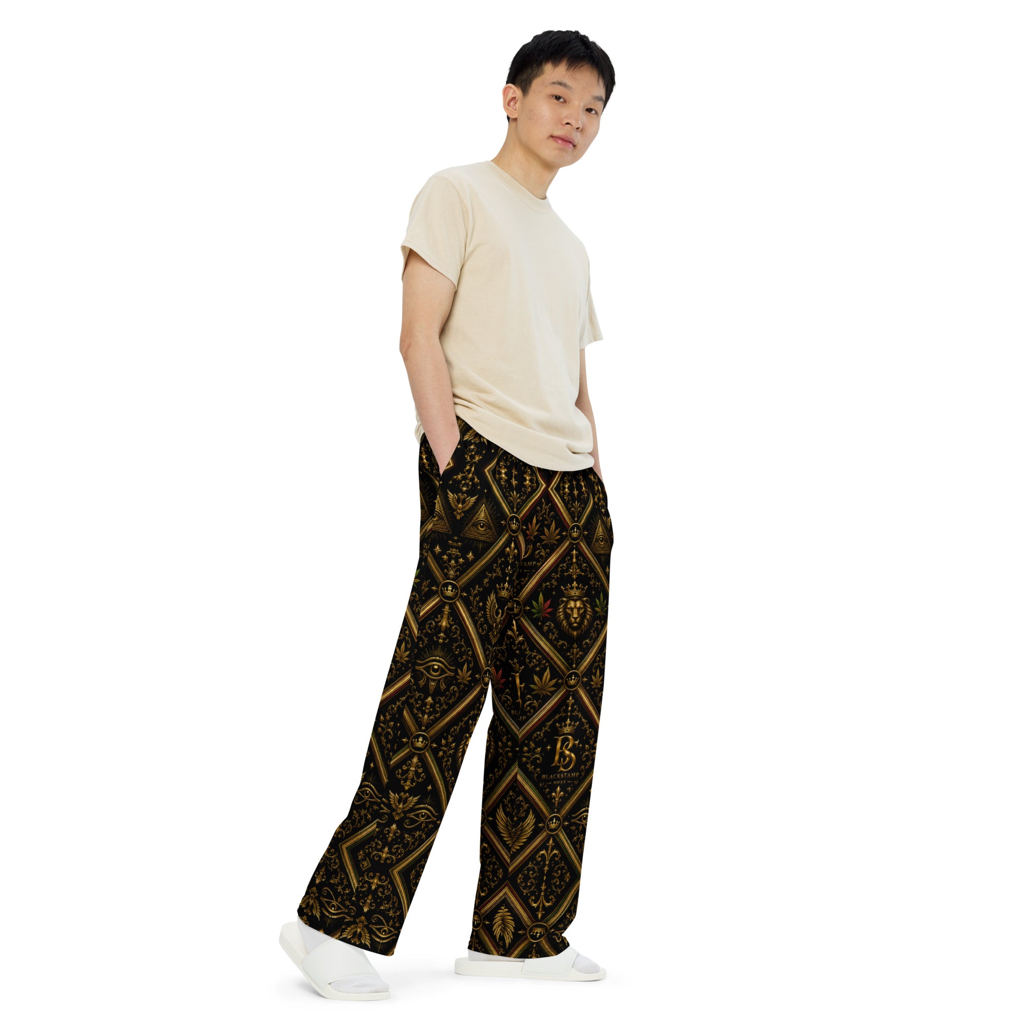 BlackStamp Ancient mythology All-over print unisex wide-leg pants streetwear pants, product image 5