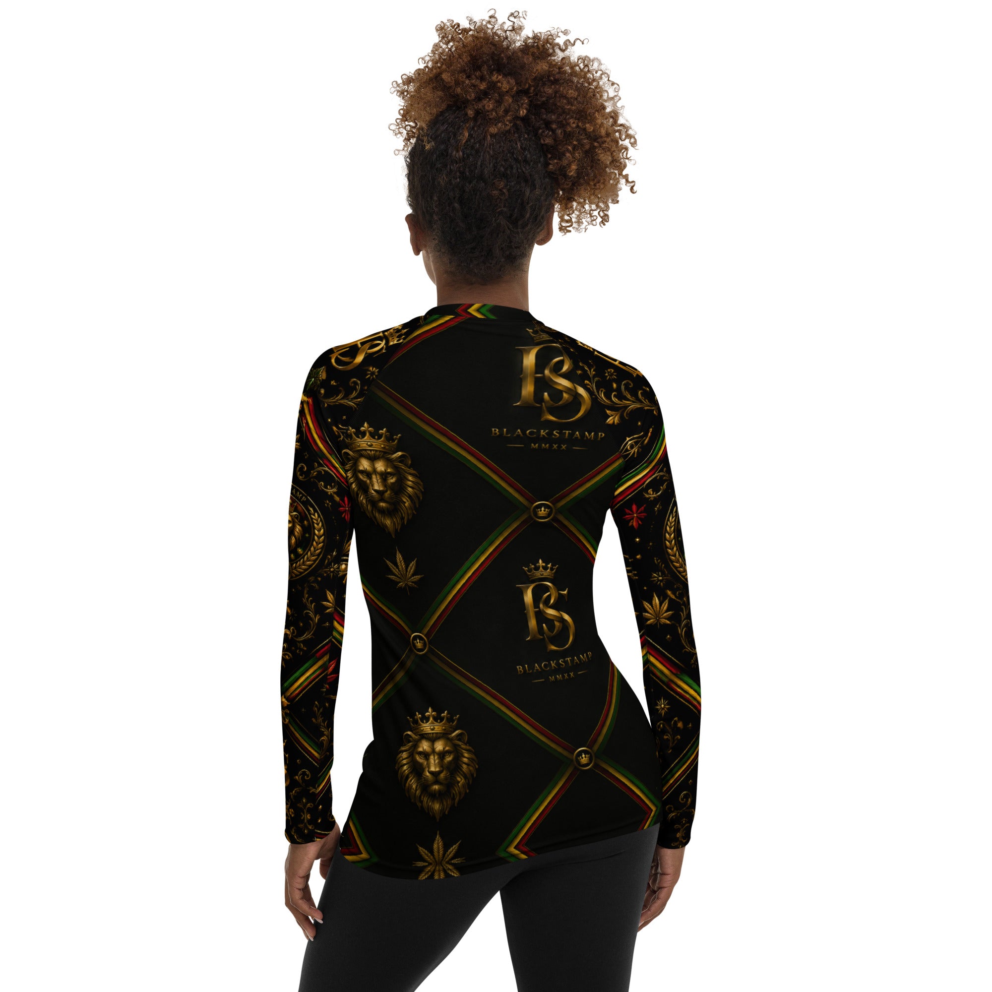 BlackStamp Rastafarai lion Women's Rash Guard luxury streetwear, product image 4
