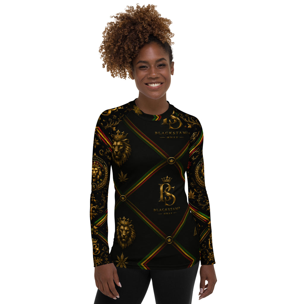 BlackStamp Rastafarai lion Women's Rash Guard luxury streetwear, product image 3