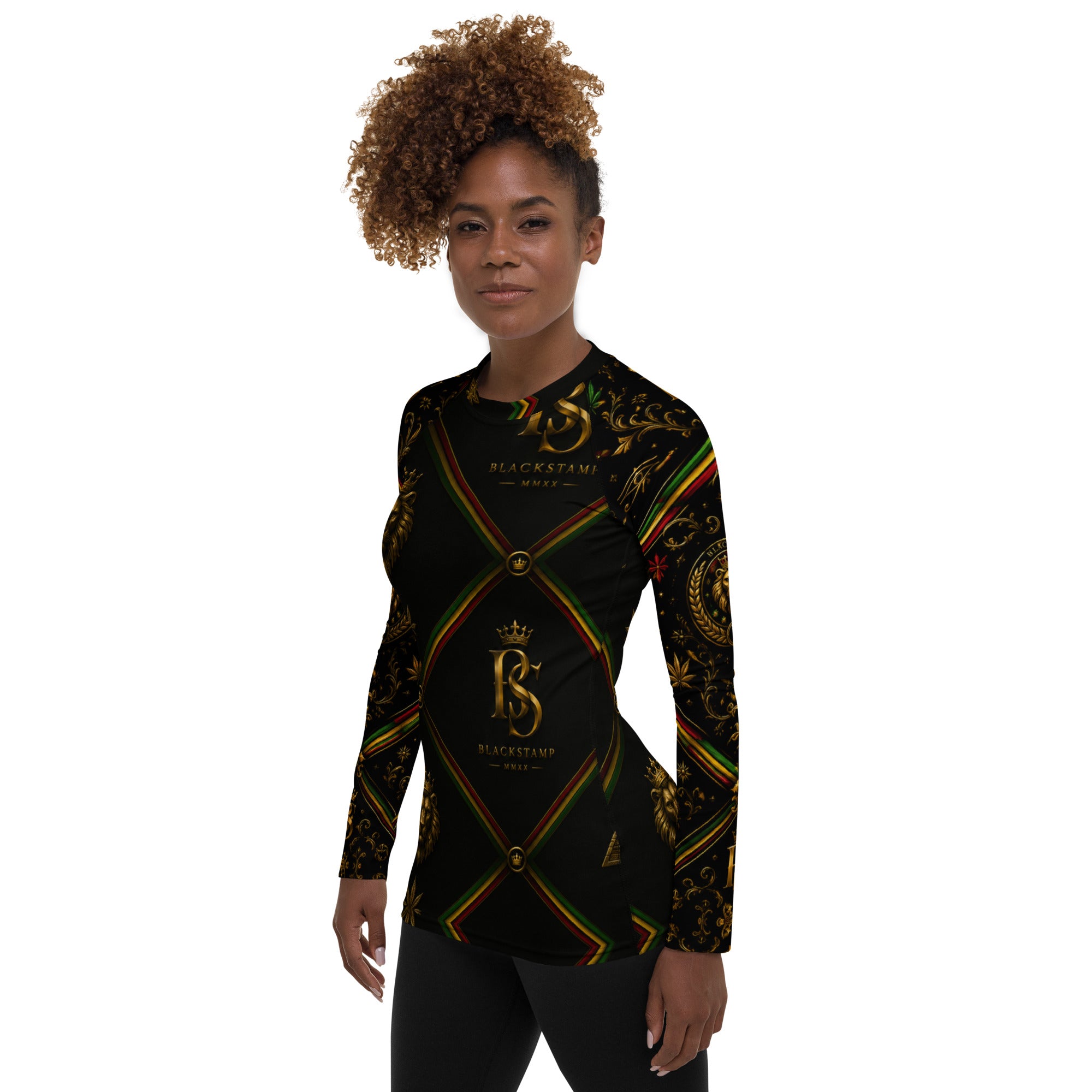 BlackStamp Rastafarai lion Women's Rash Guard luxury streetwear, product image 5