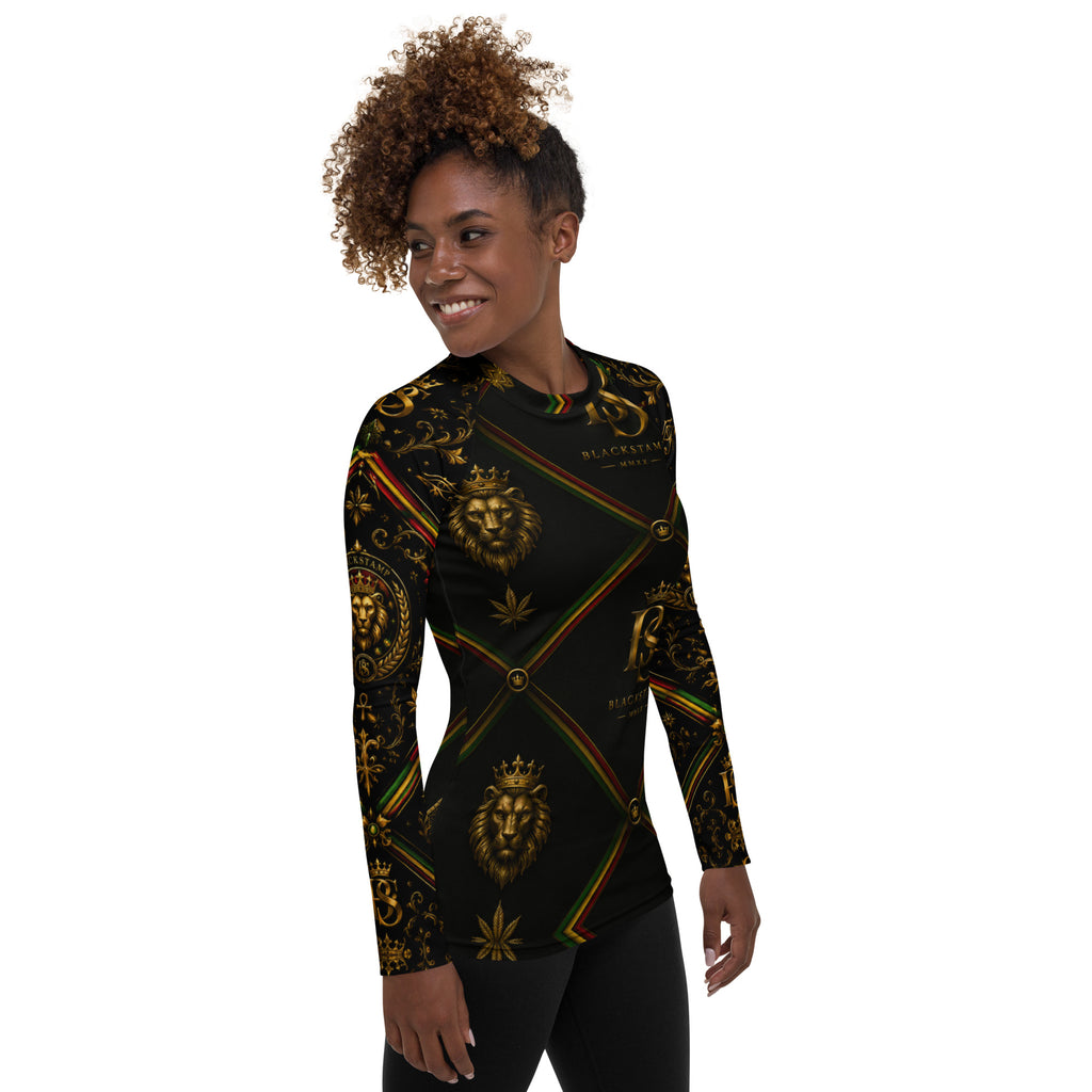 BlackStamp Rastafarai lion Women's Rash Guard luxury streetwear, product image 6