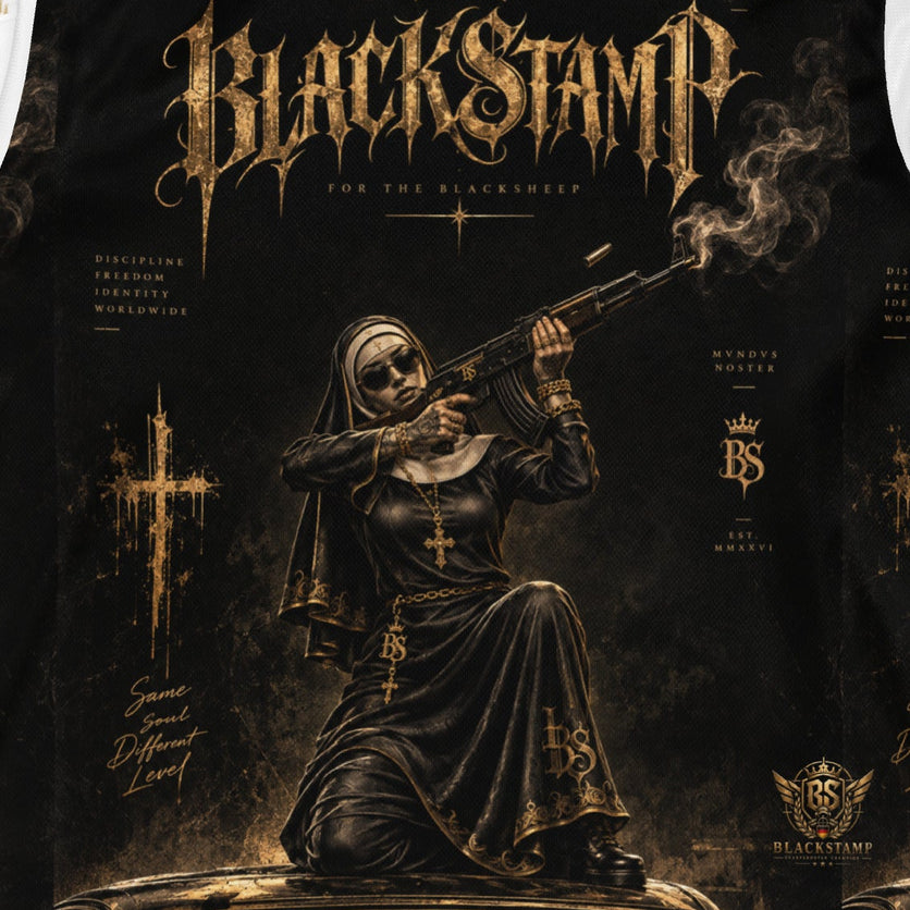 BlackStamp©™ Jersey 001 — artwork detail cropped from the original product photograph.