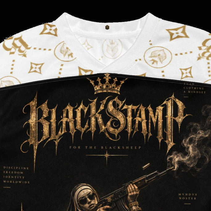 BlackStamp©™ Jersey 001 — visible construction detail cropped from the original product photograph.