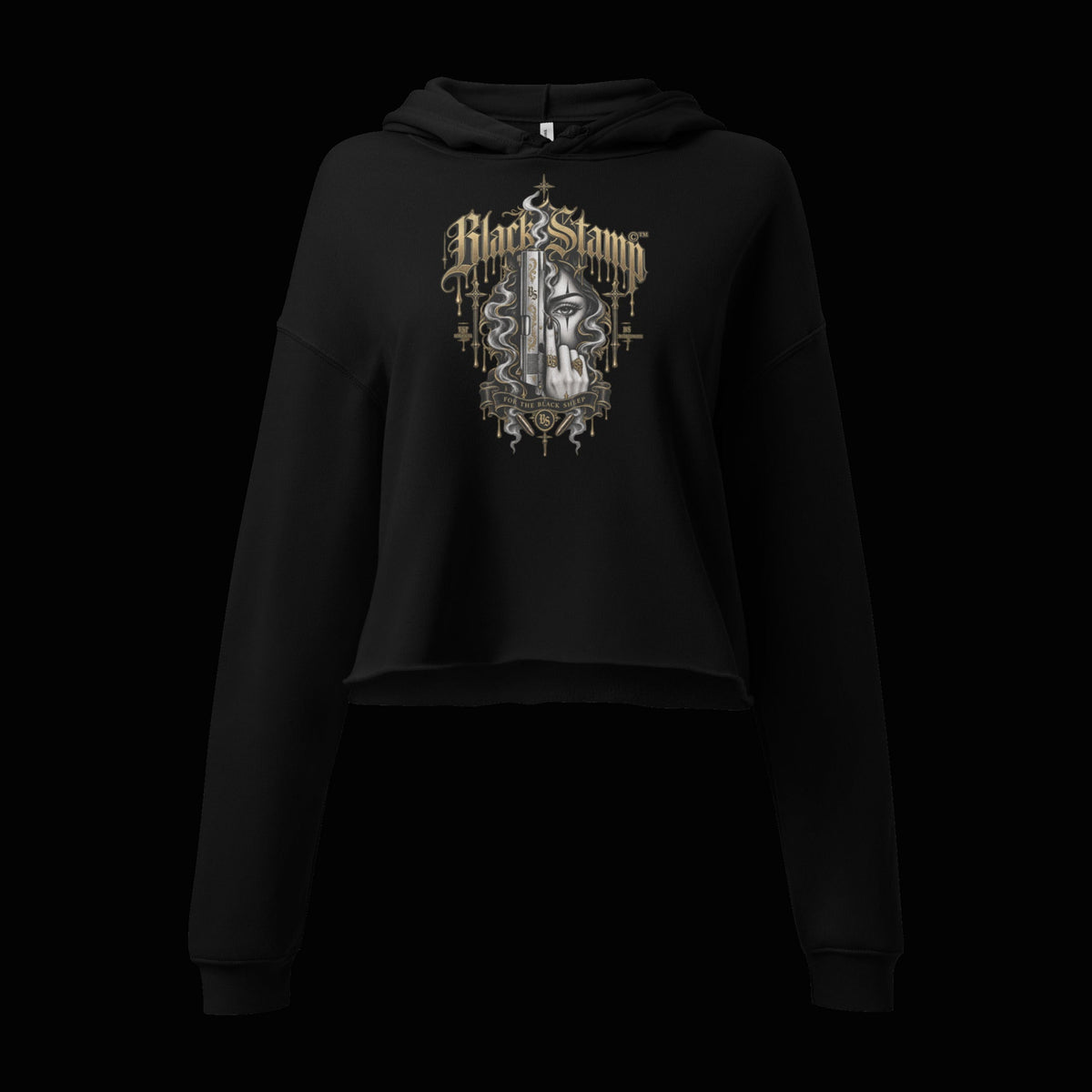 BlackStamp©™ Hoodie 5 — original product on a deep-black studio background.