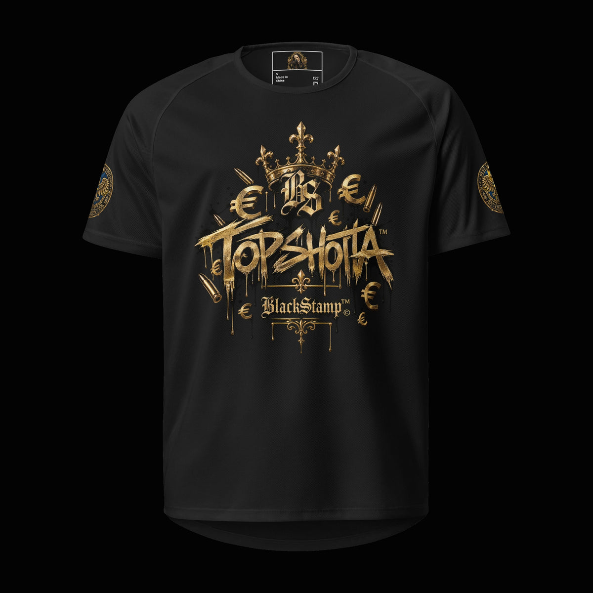 BlackStamp©™ Jersey 2 — original product on a deep-black studio background.