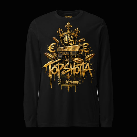 BlackStamp©™ Long Sleeve 2 — original product on a deep-black studio background.