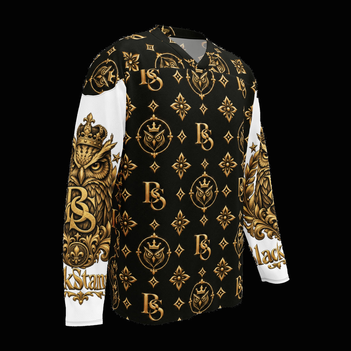 BlackStamp©™ Jersey 4 — original product on a deep-black studio background.