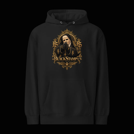 BlackStamp©™ Hoodie 10 — original product on a deep-black studio background.
