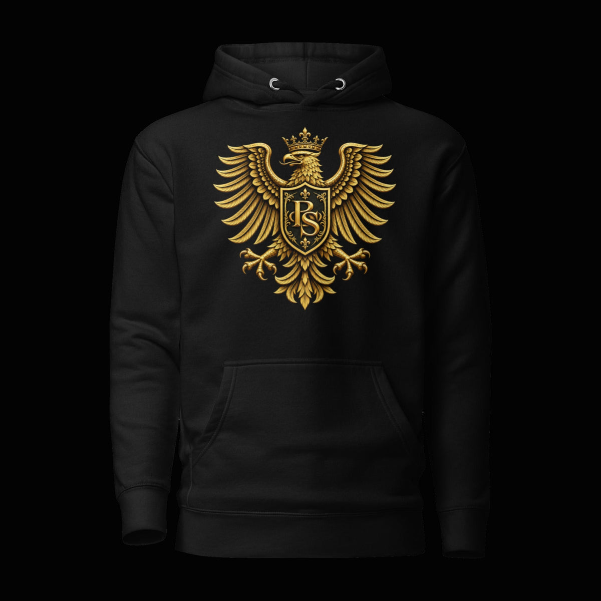 BlackStamp©™ Hoodie 11 — original product on a deep-black studio background.