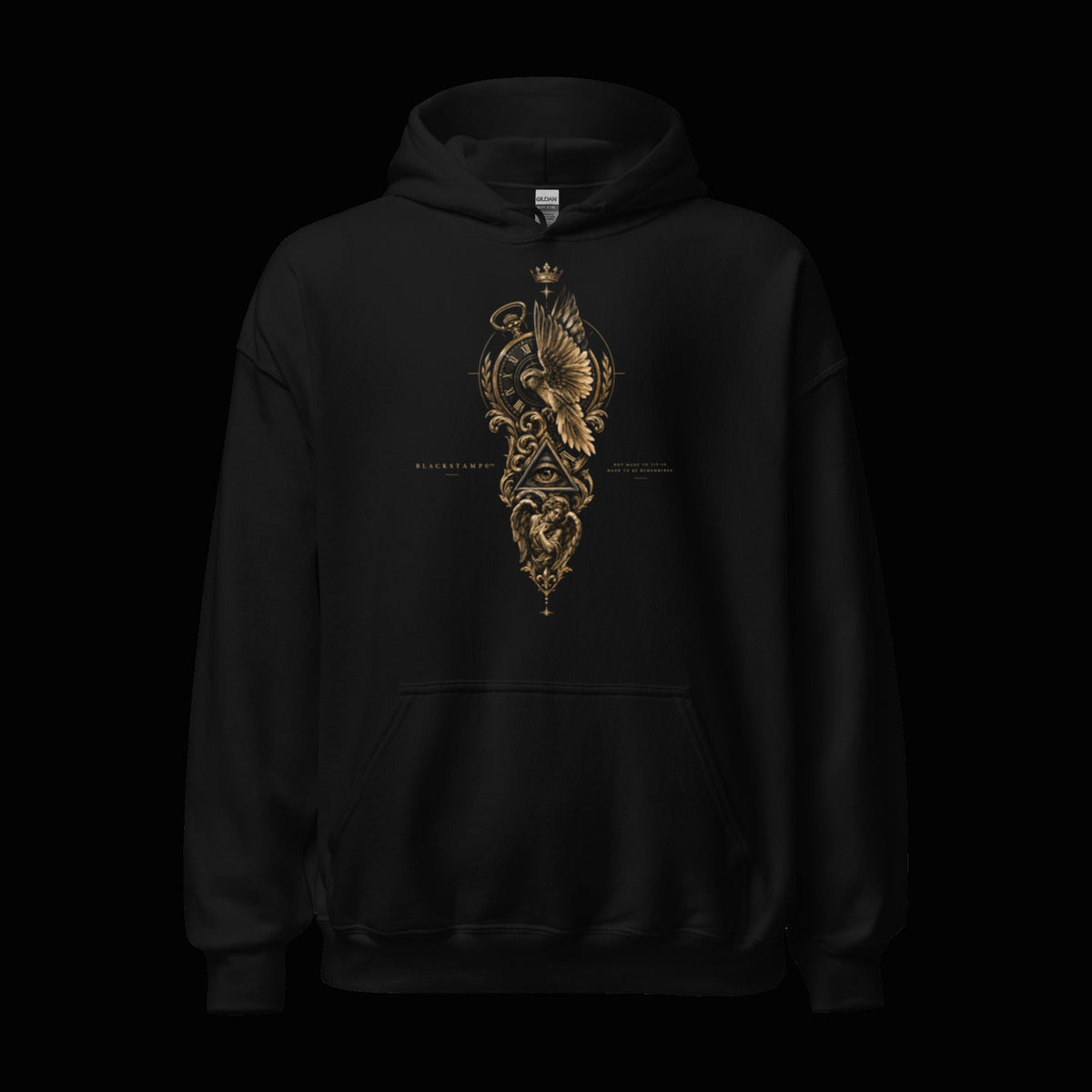 BlackStamp©™ Hoodie 12 — original product on a deep-black studio background.